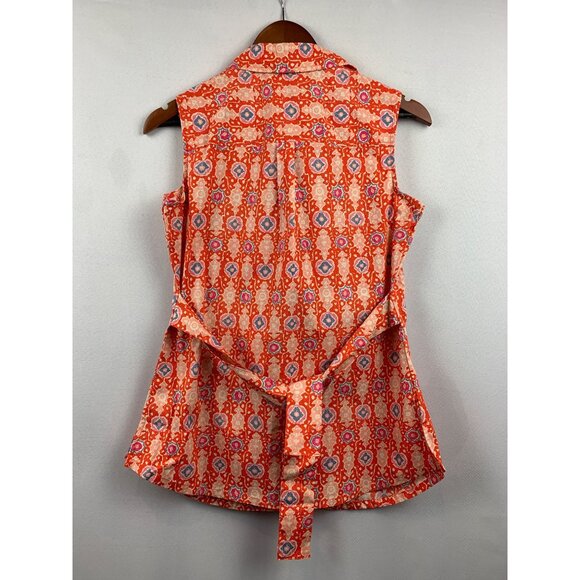 Liz Claiborne Sleeveless Button-Up Blouse Size 2 Red & White Pattern - Picture 6 of 6